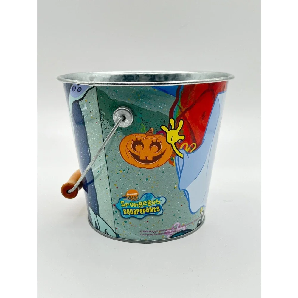 Vintage Nickelodeon SpongeBob‎ SquarePants Tin Pail Bucket w/ Handle 2004